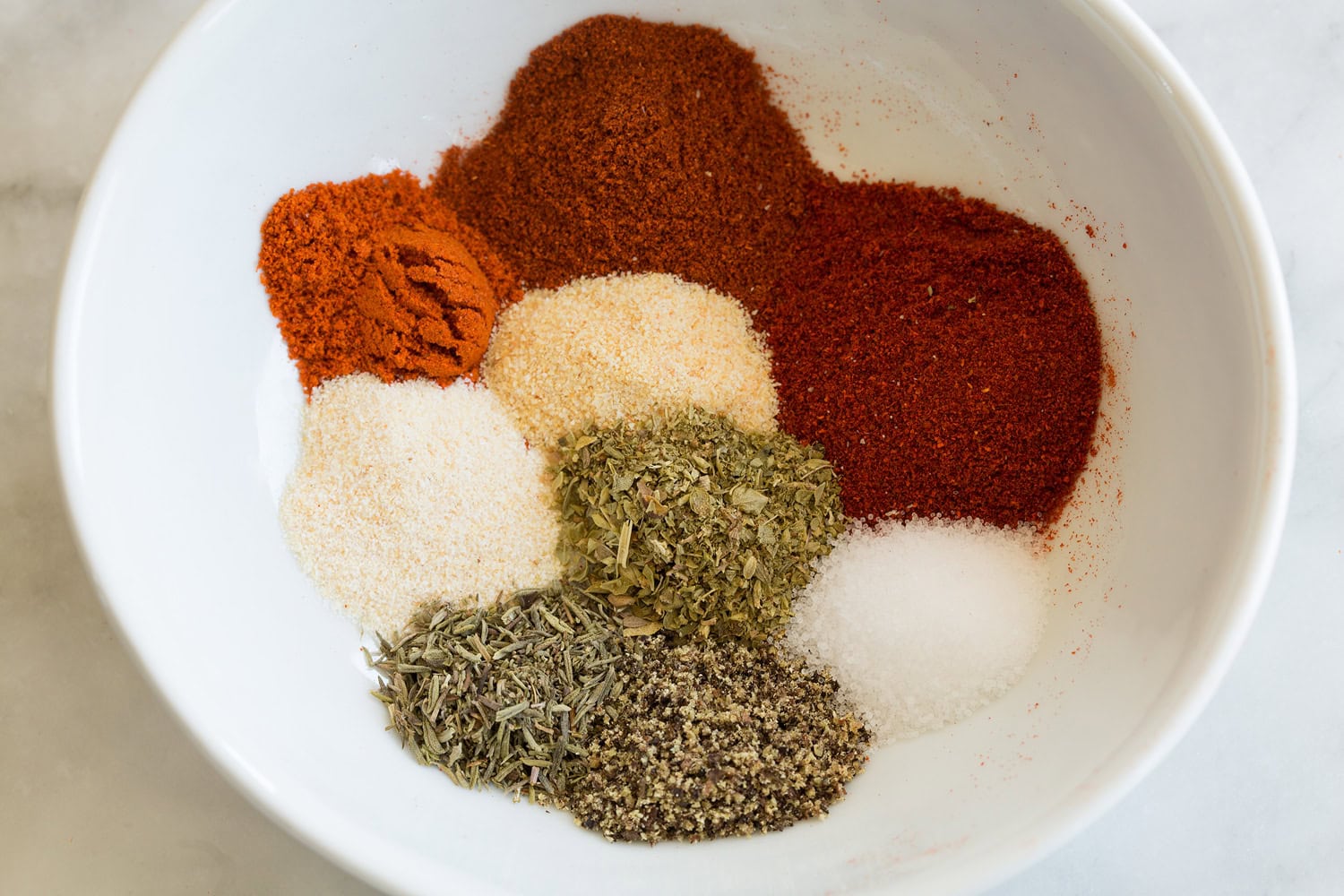 Spices for blackened chicken in a bowl.
