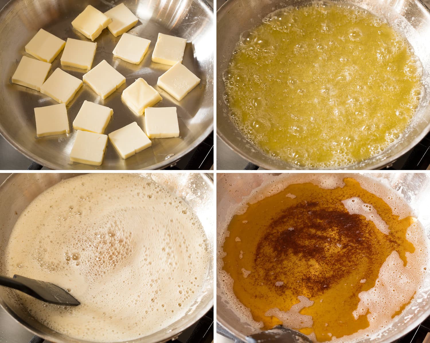 Photo showing how to brown butter in a skillet.